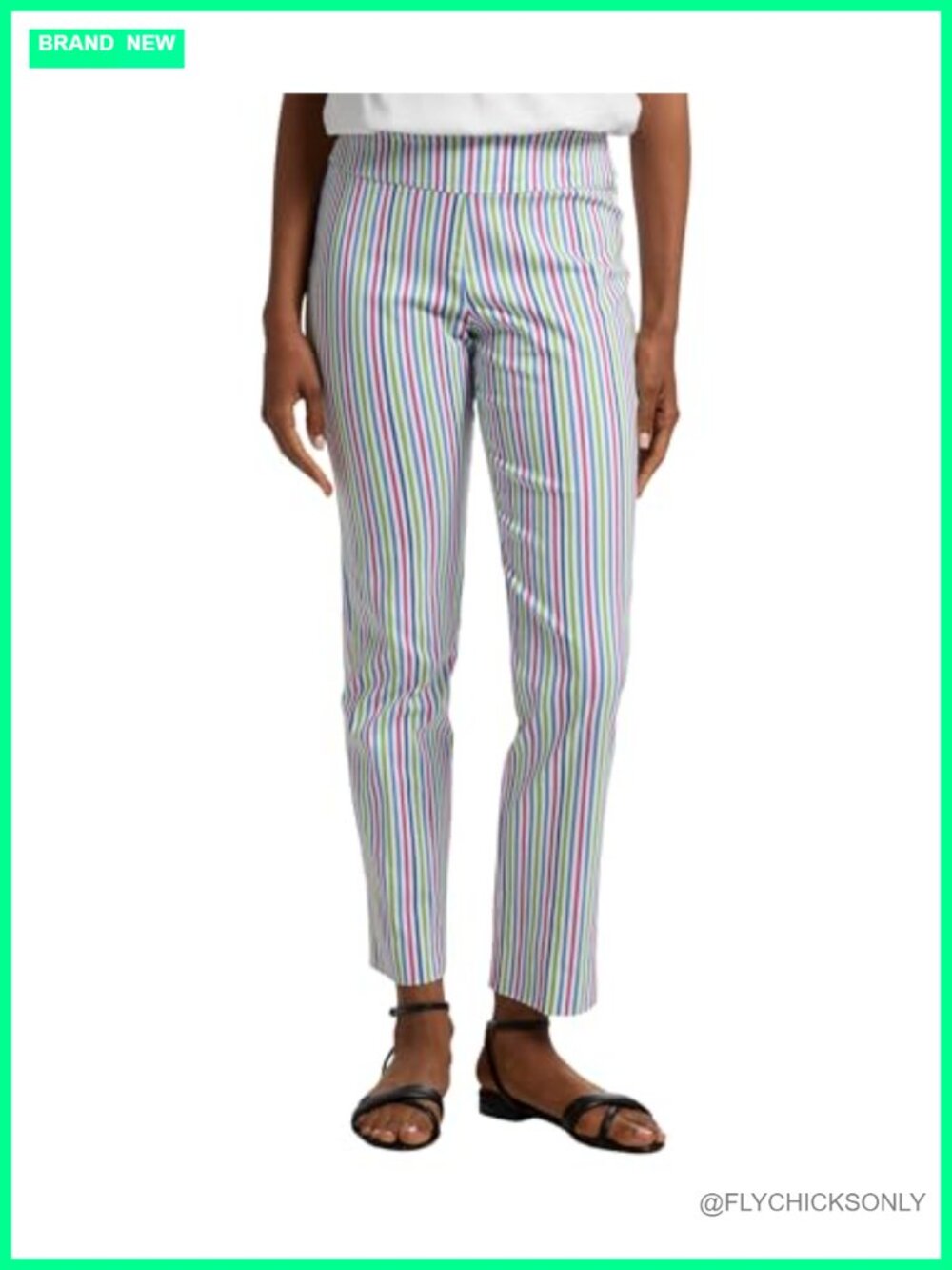 Krazy Larry Pull-On Ankle Skinny Pants High Rise Tummy Control Slacks Office